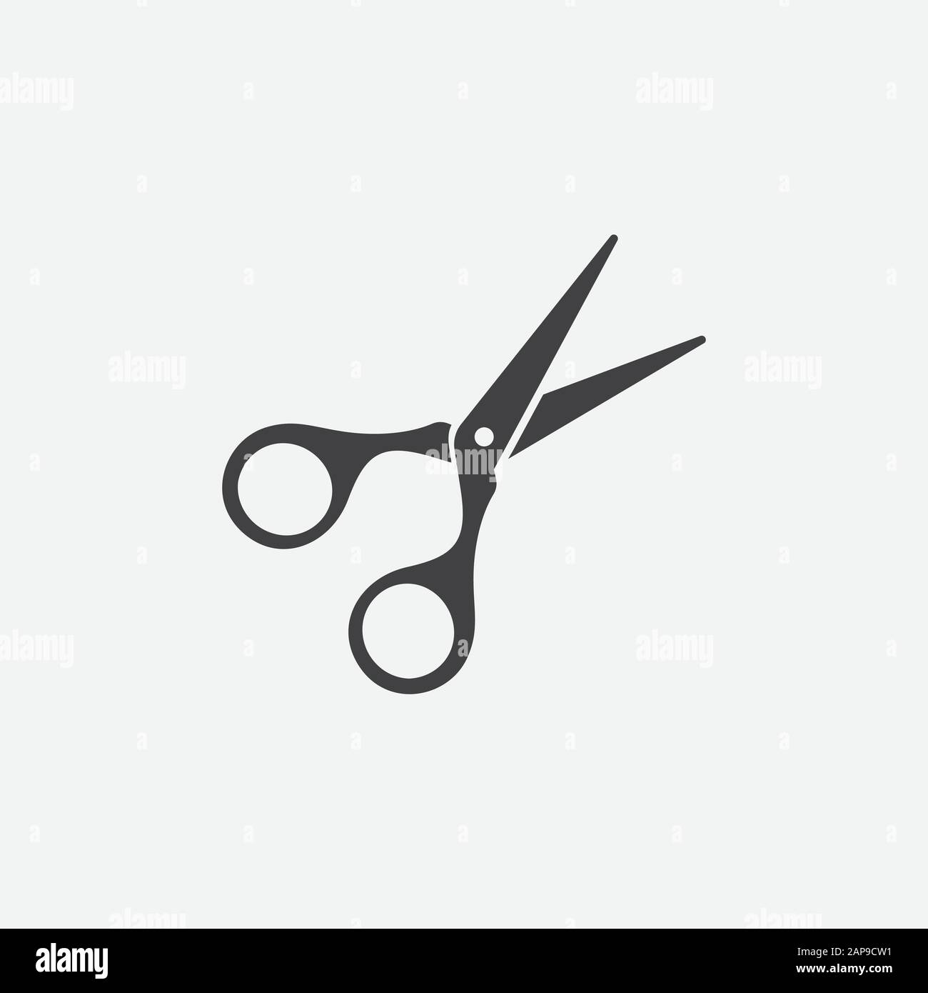 Modello vettoriale con logo A Icona piatta a forbice, simbolo di taglio, icona di taglio Illustrazione Vettoriale