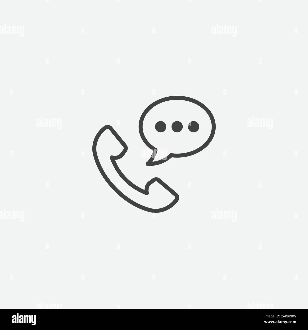 Icona del telefono con icona a forma di bolla di chat vettore, comunicazione chat vettore telefono, bolle di voce icona del telefono, contatto e supporto icona disegno vettoriale. Illustrazione Vettoriale