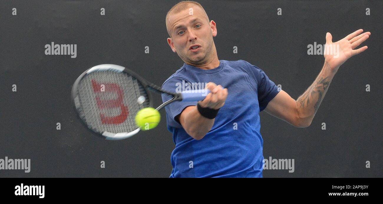 Melbourne, Australia. 22nd Gen 2020. D3 Dan Evans (GBR) in seconda partita Photo Anne Parker International Sports Fotos Ltd/Alamy Live News Foto Stock