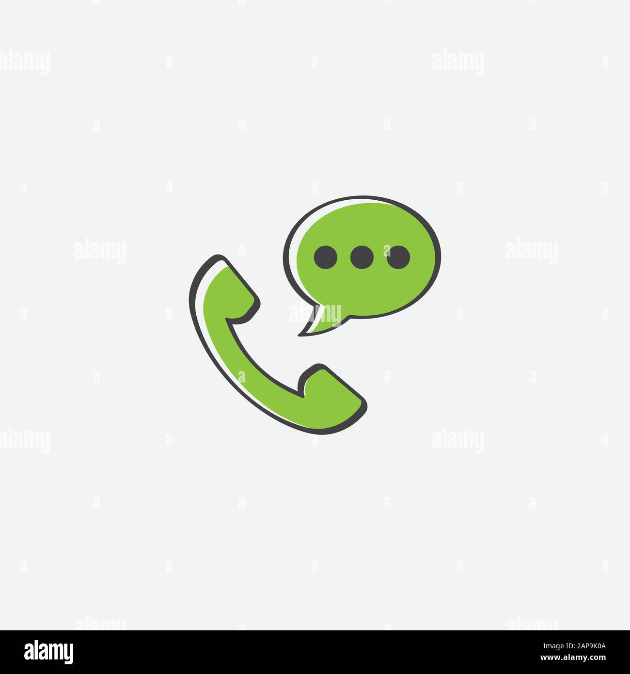 Icona del telefono con icona a forma di bolla di chat vettore, comunicazione chat vettore telefono, bolle di voce icona del telefono, contatto e supporto icona disegno vettoriale. Illustrazione Vettoriale