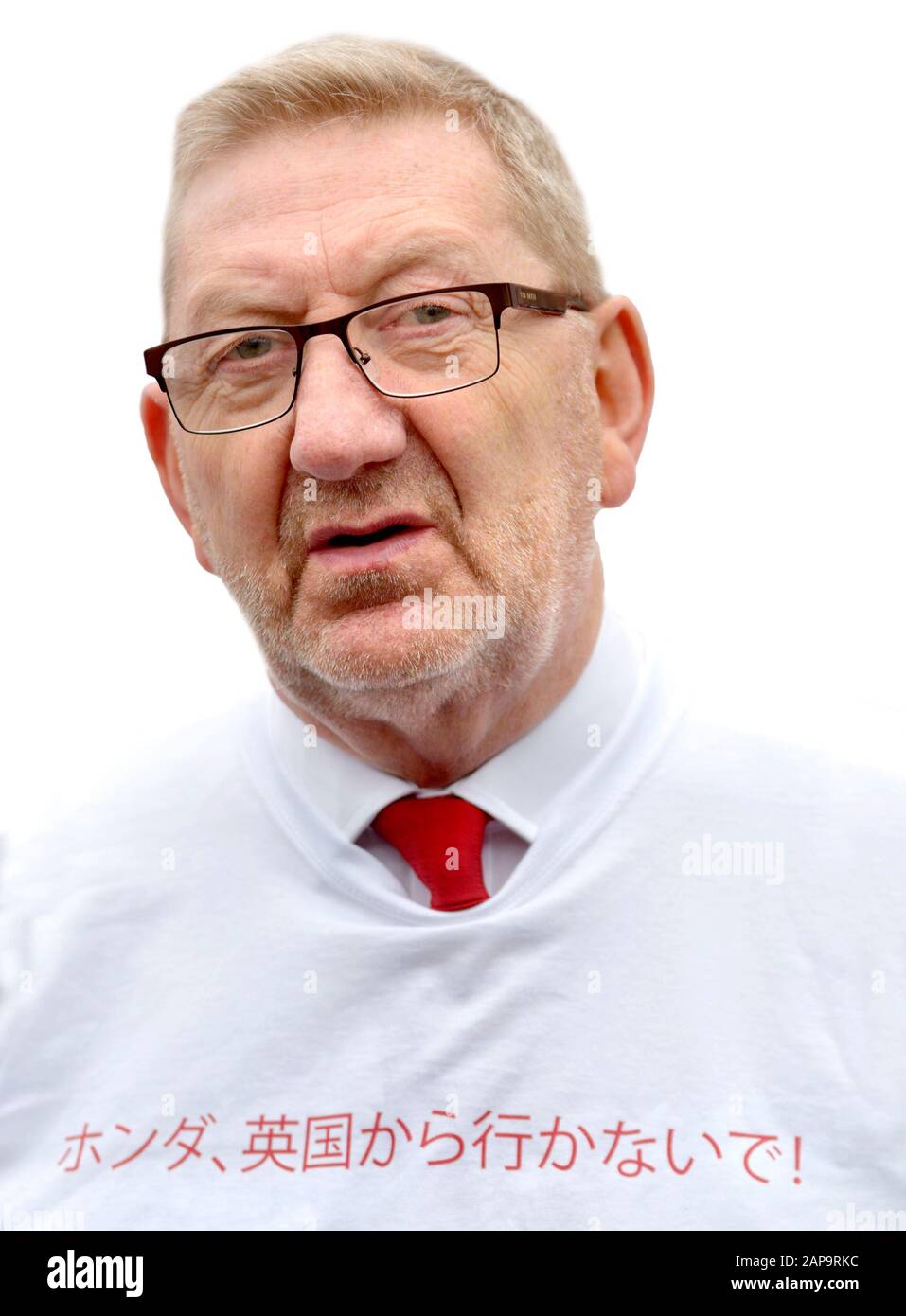 Len McCluskey - Segretario generale di unire l'Unione - a una protesta in Westminster contro la chiusura della Honda impianto in Swindon, 6 marzo 2019 Foto Stock