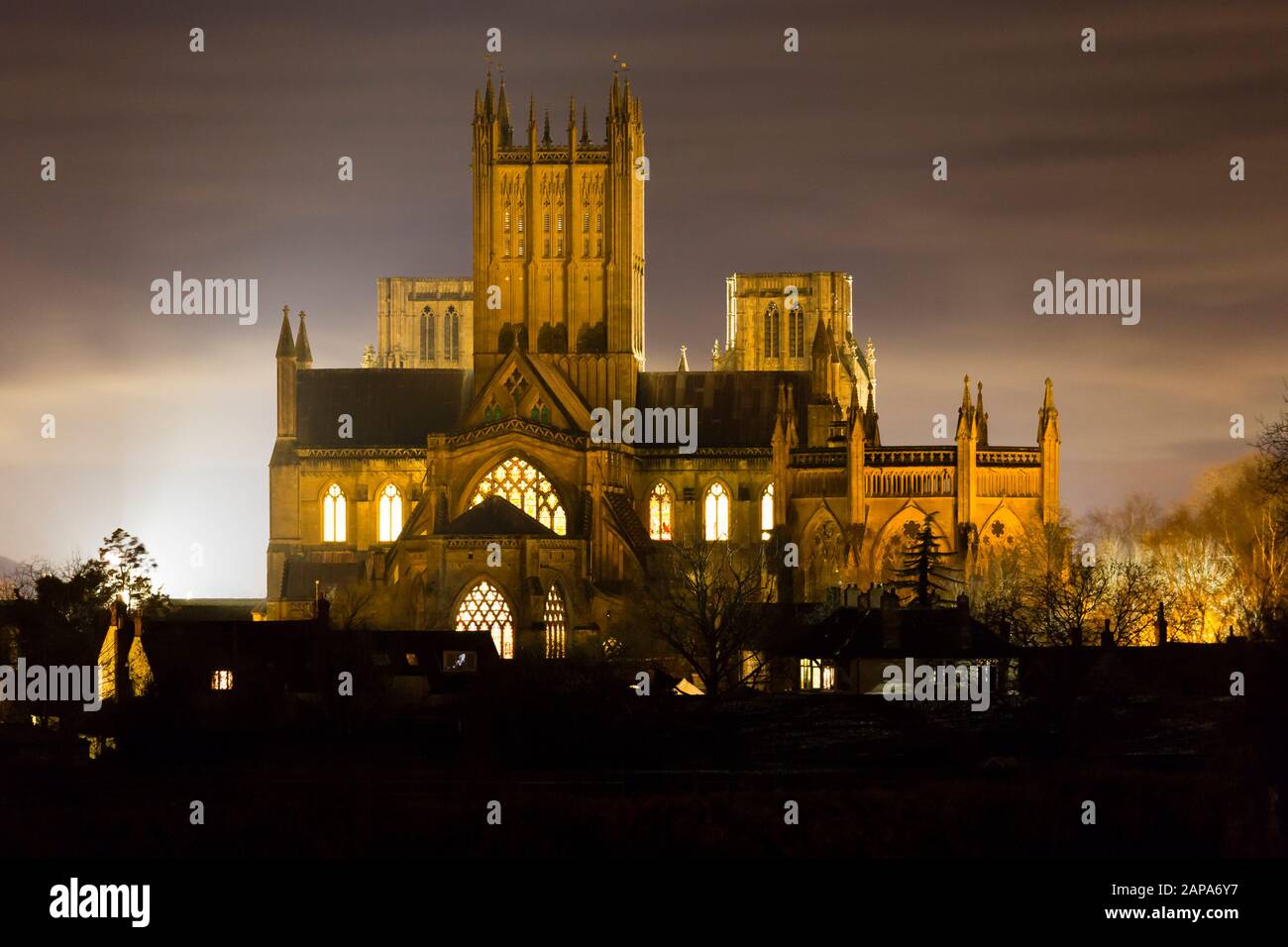 Wells Cathedral - Vigilia Di Natale Prima Di Mezzanotte Messa. Foto Stock