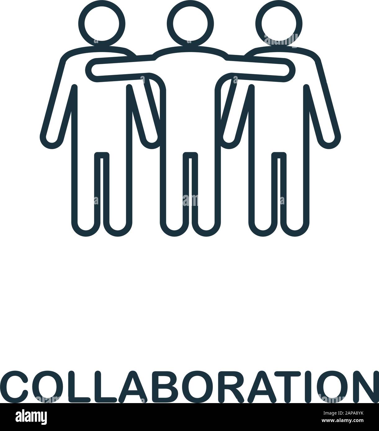 Collaborazione icona linea. Stile sottile elemento dal business administration collezione. Semplice collaborazione icona per web design, applicazioni e software Illustrazione Vettoriale