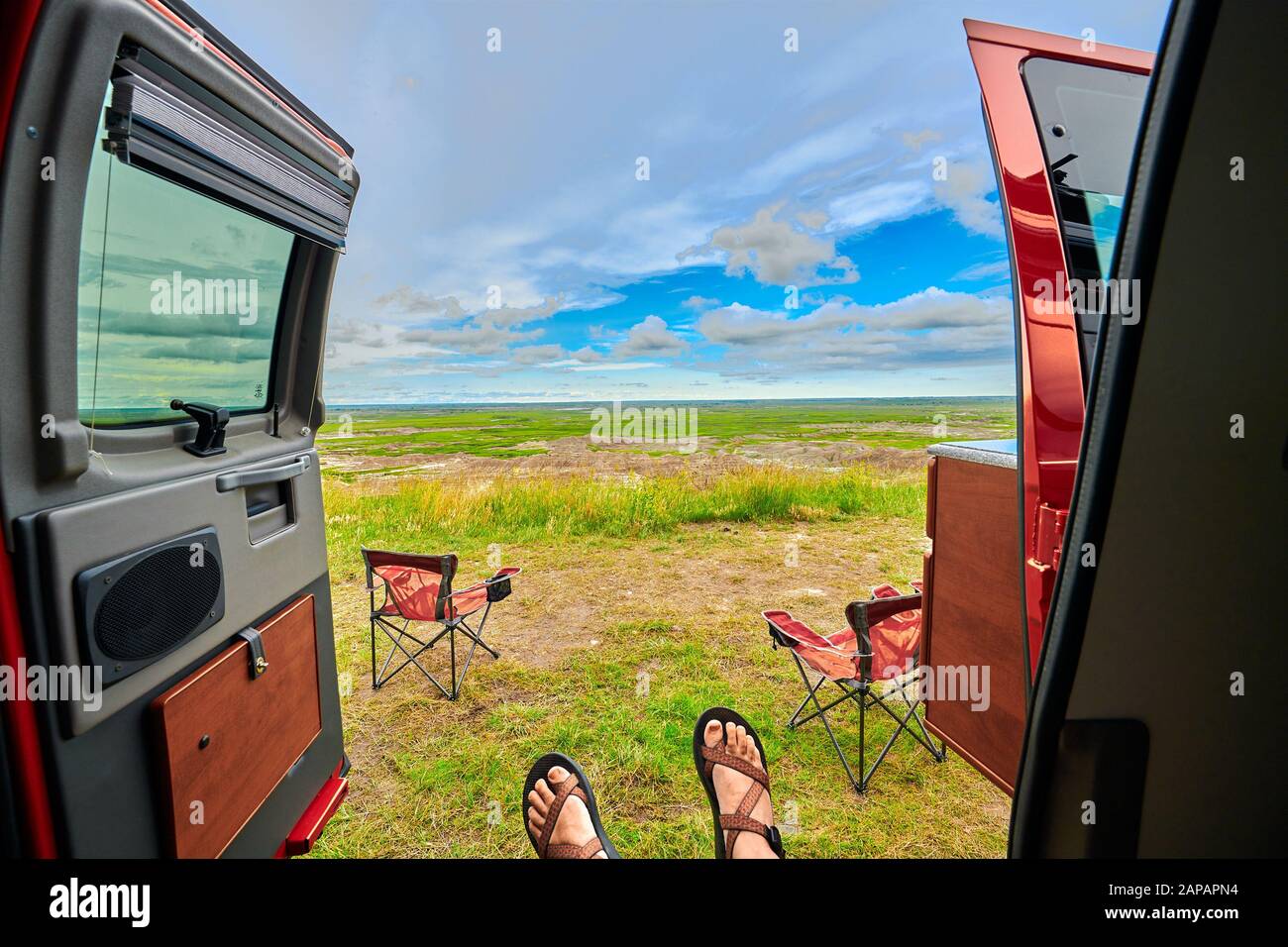 Van Life Al Badlands National Park, South Dekota. Foto Stock