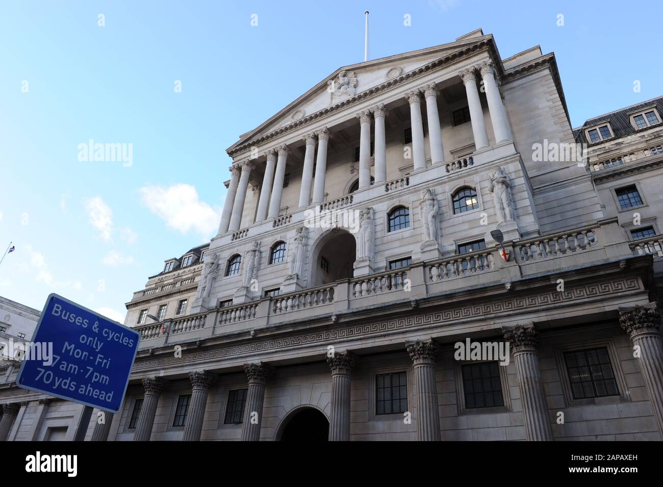 The Bank of England Building on Threadneedle Street a Londra, Inghilterra Foto Stock