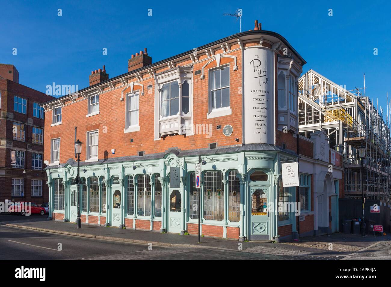 The Pig and Tail Modern british pub nel quartiere dei gioielli di Birmingham, Hockey, Birmingham, Regno Unito Foto Stock