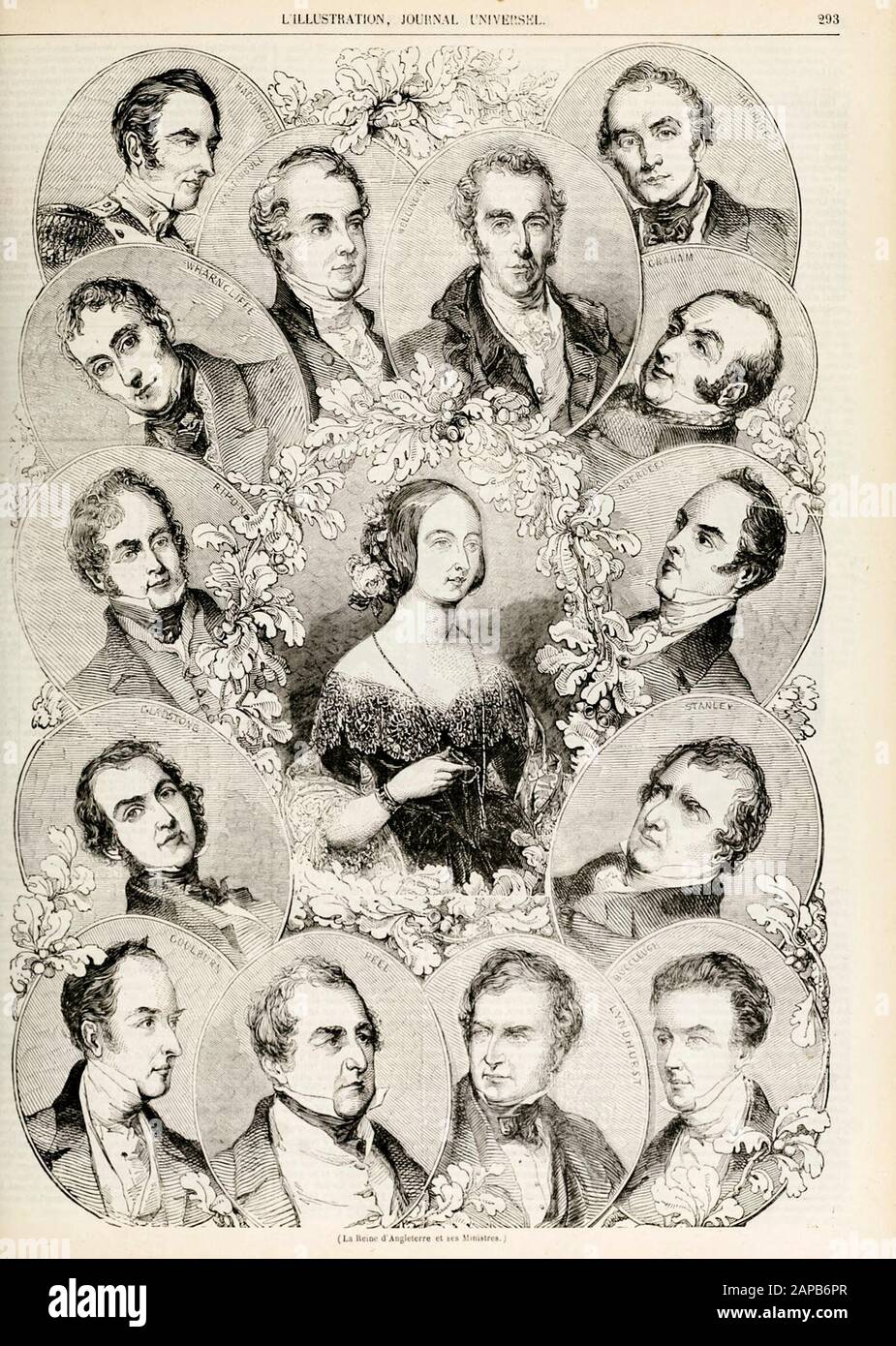 Sir Robert Peel membri del governo britannico nel 1844, incisione, 1844 Foto Stock