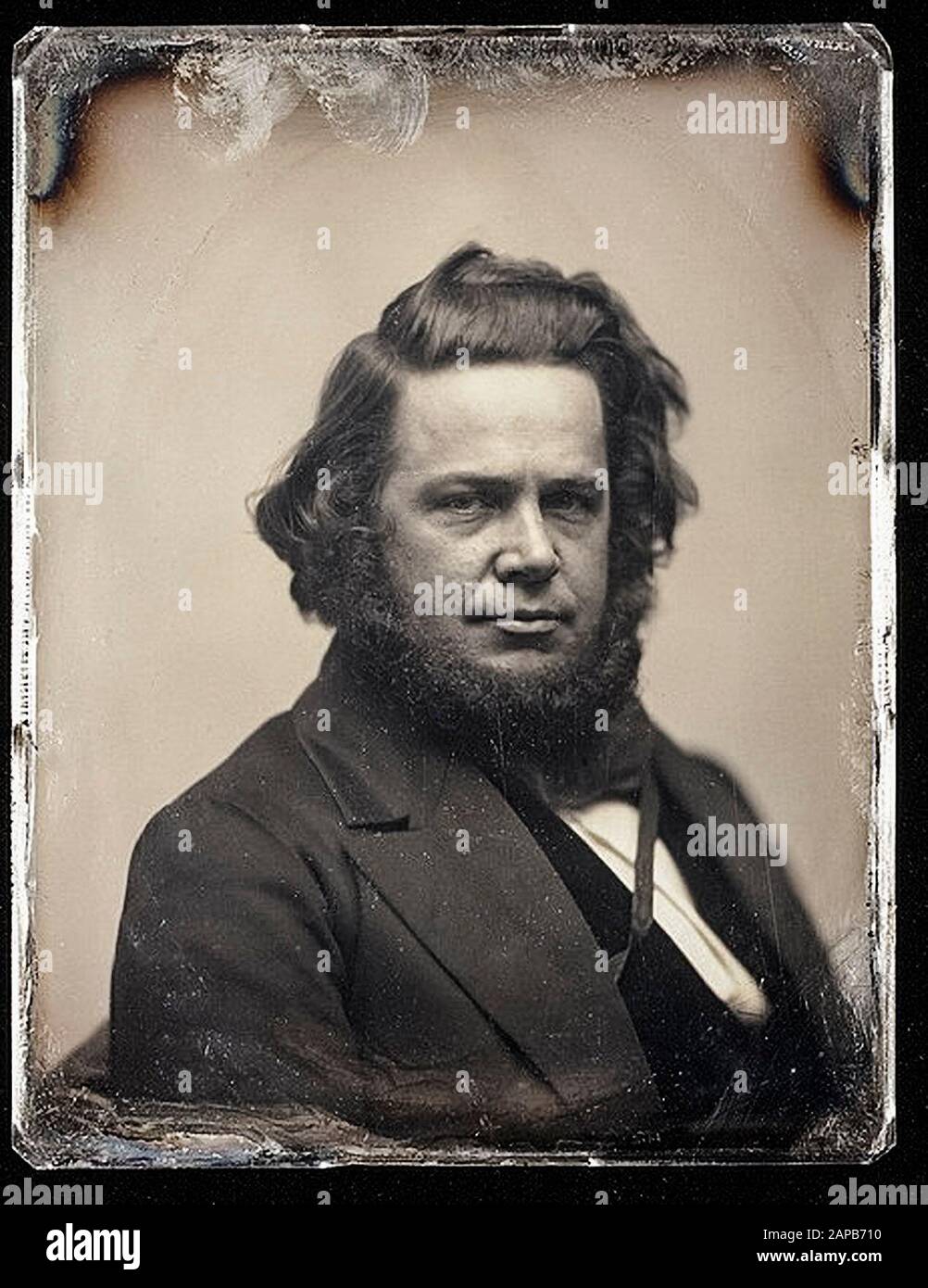 Elias Howe Jr (1819-1867), inventore della macchina da cucire a punto di maglia, fotografia ritratto daguerreotype, circa 1850 Foto Stock