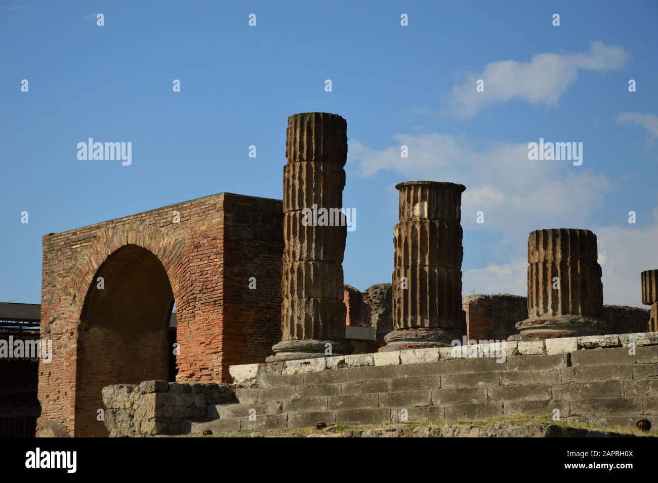 Primo piano sulle rovine di Pompei Foto Stock