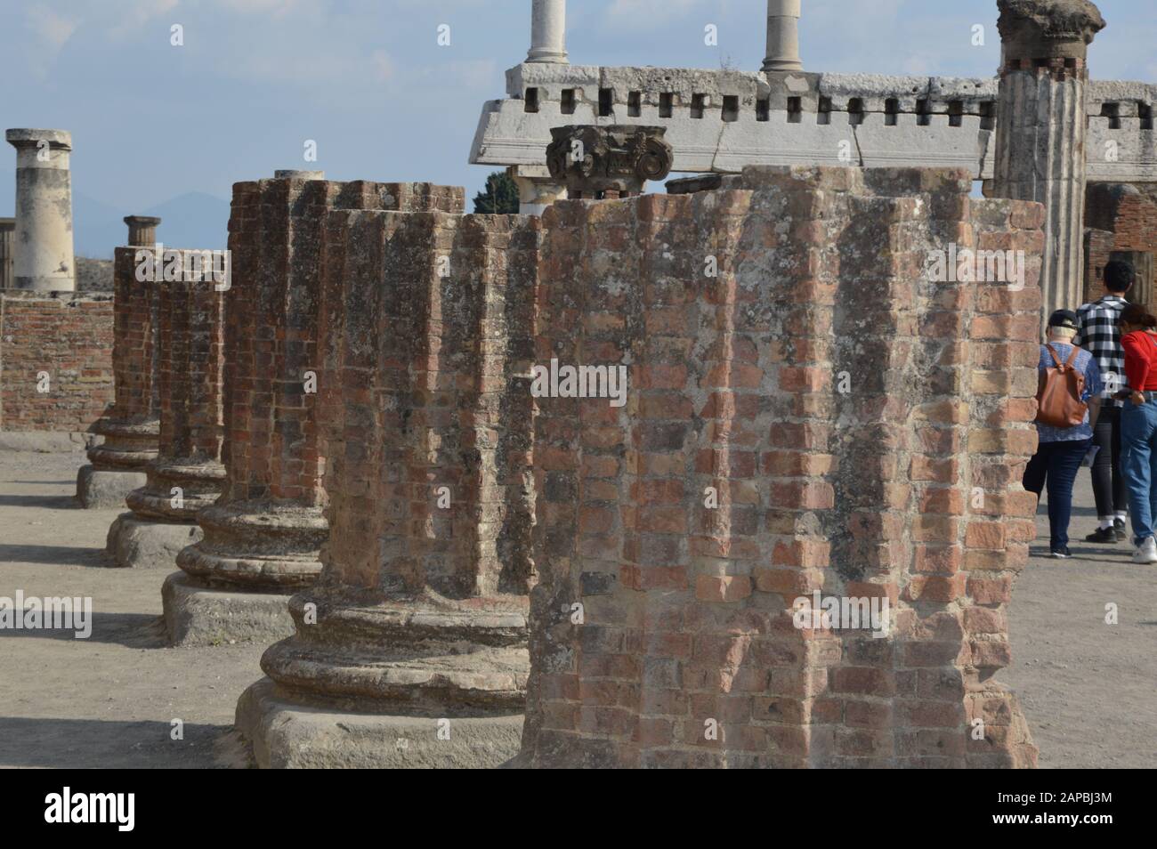 Primo piano sulle rovine di Pompei Foto Stock