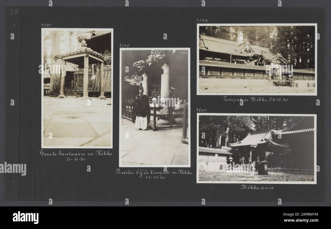Photoalbum Fisherman: Dutch East Indies, China, Japan, Netherlands, Switzerland, 1930 Descrizione: Albumblad Con Quattro Fotografie. Sinistra, centro, in alto a destra e in basso: Templi a Nikko in Giappone Data: 1930/11/24 luogo: Giappone, Nikko Parole Chiave: Templi Foto Stock