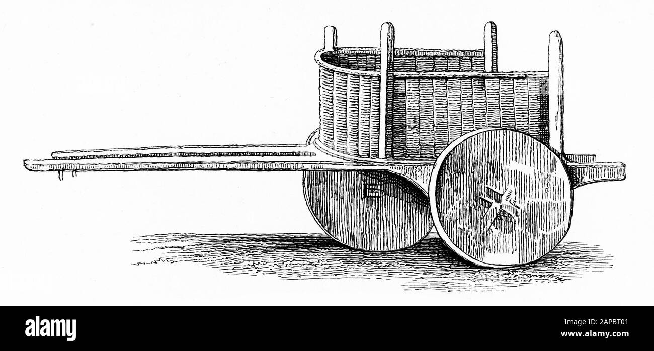 Incisione di un carrello dall'antica TRoad, il nome storico della Penisola di Biga nella parte nord-occidentale dell'Anatolia, Turchia. Foto Stock