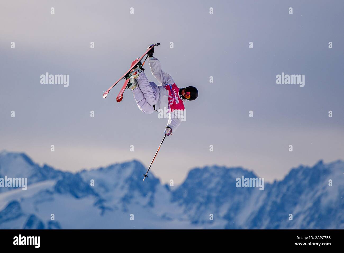 LOSANNA, SVIZZERA. 22th, gennaio 2020. Zehentner David (GER) compete nel Freestyle Skiing: Gare Freeski Big Air maschili durante i Giochi Olimpici giovanili di Losanna 2020 a Leysin Park & Pipe mercoledì 22 gennaio 2020. LOSANNA, SVIZZERA. Credito: Taka G Wu/Alamy Live News Foto Stock