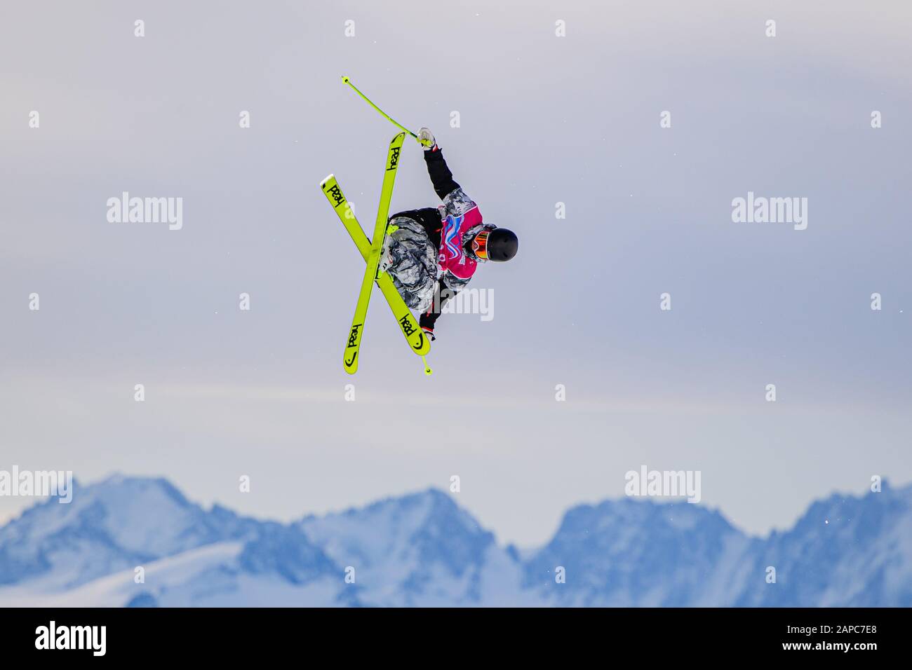 LOSANNA, SVIZZERA. 22th, gennaio 2020. NORDQVIST Martin (SWE) compete nel Freestyle Skiing: Gare Freeski Big Air maschili durante i Giochi Olimpici Giovanile Lausanne 2020 a Leysin Park & Pipe mercoledì 22 gennaio 2020. LOSANNA, SVIZZERA. Credito: Taka G Wu/Alamy Live News Foto Stock