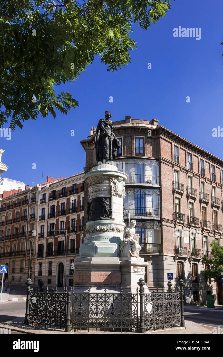 Statua di Maria Cristina de Borbon di fronte al Museo del Prado, Madrid, Spagna Foto Stock