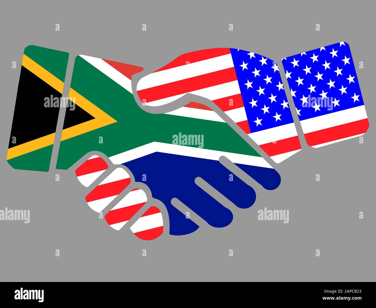 South Africa e USA bandiere Handshake vettore Illustrazione Vettoriale