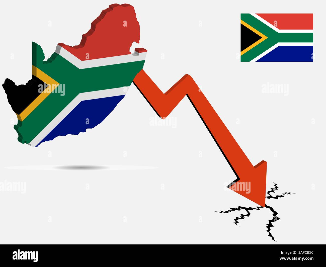 Illustrazione del vettore di crisi economica del Sudafrica EPS 10 Illustrazione Vettoriale