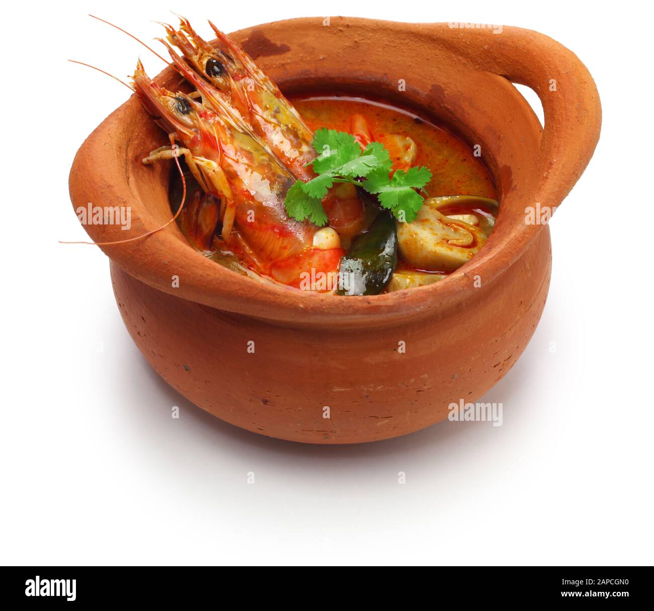 tom yum kung nam khon, cucina tailandese con zuppa calda e acida Foto Stock