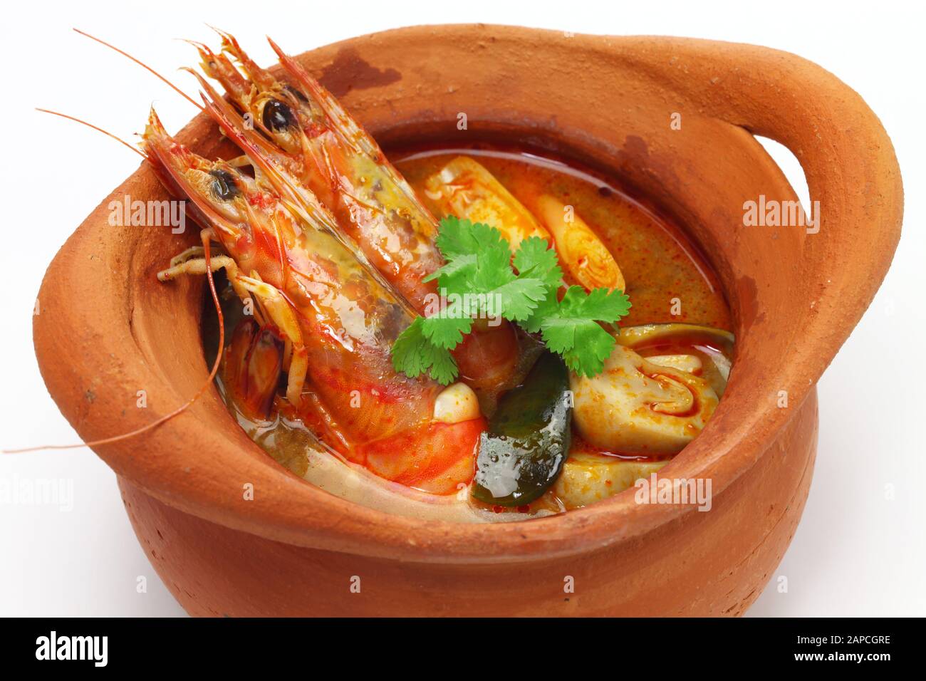 tom yum kung nam khon, cucina tailandese con zuppa calda e acida Foto Stock