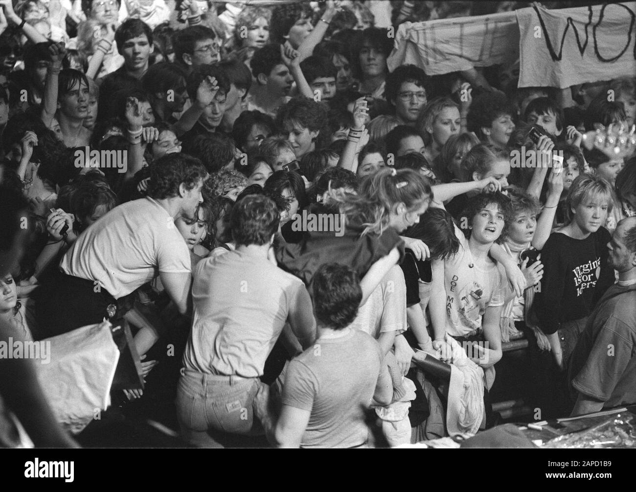 Concerto d'addio di Doe Mat a Den Bosch; esuberanti tifosi durante il concerto Data: 14 aprile 1984 luogo: Den Bosch Parole Chiave: Fan, addio, concerti, gruppi pop Foto Stock