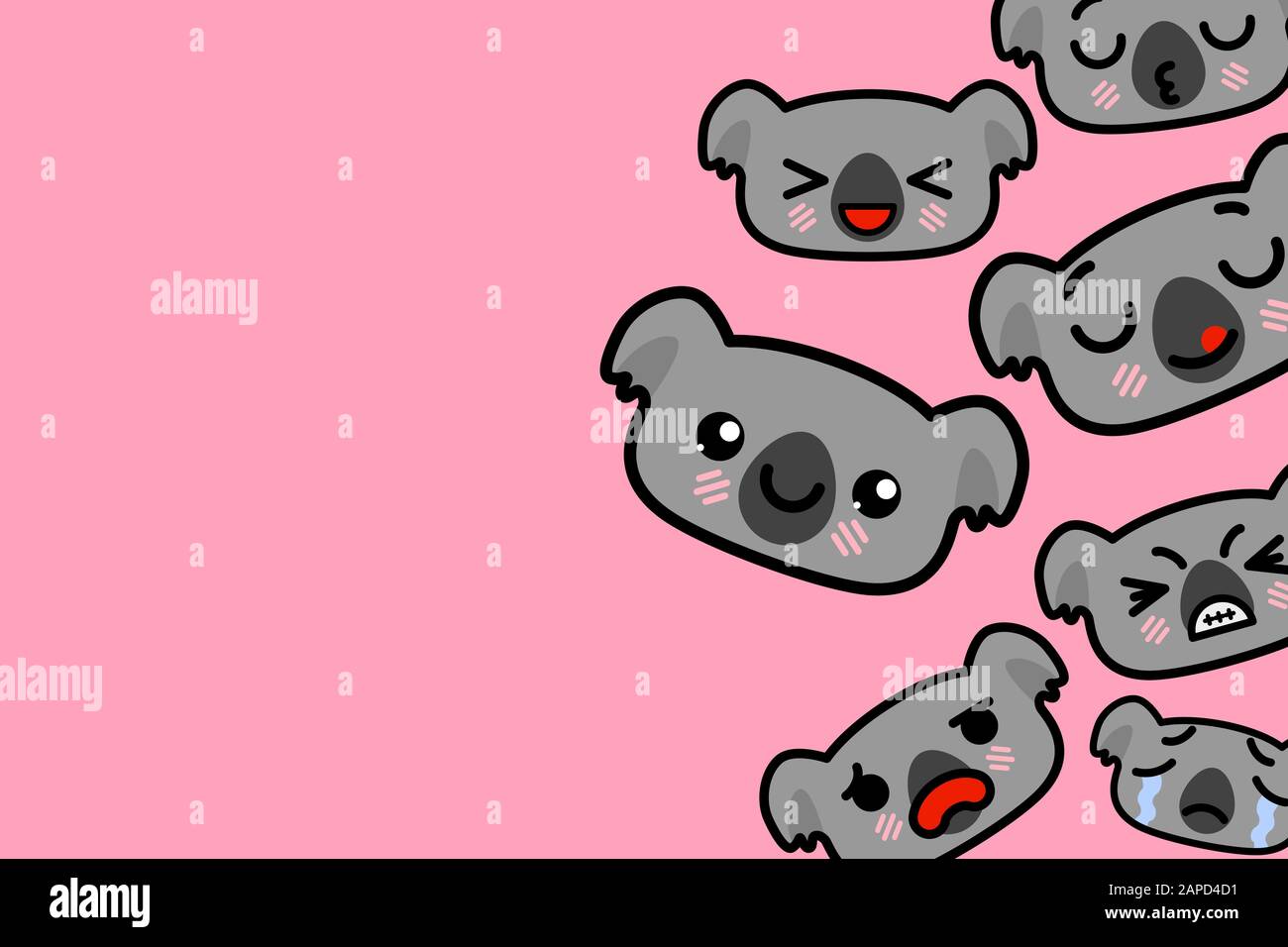 Banner modello con luogo per il testo - divertente Koalas Emoji. Illustrazione del vettore Illustrazione Vettoriale