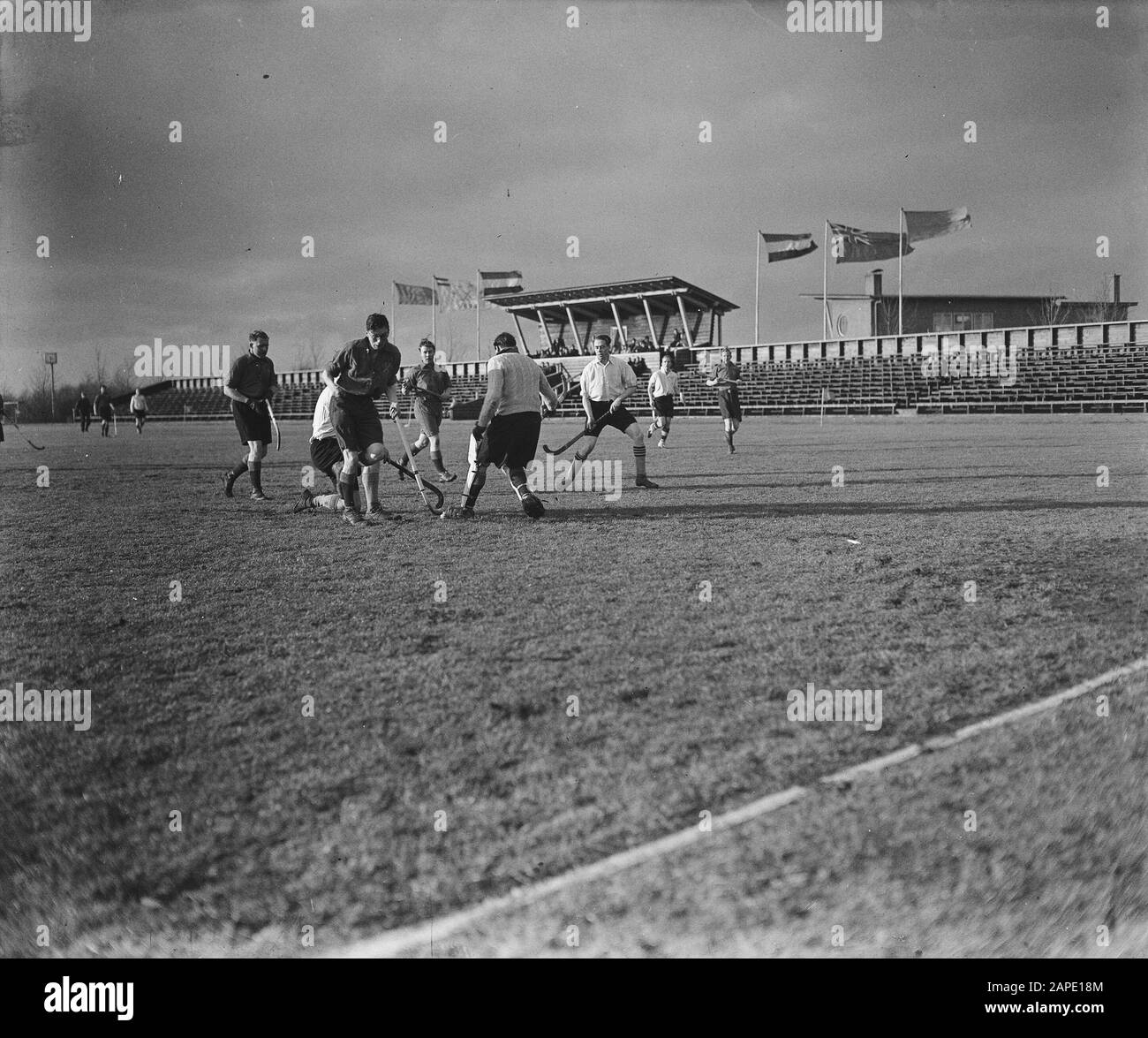 Occupazione zona hockey squadra ad Amsterdam Data: 6 Febbraio 1946 luogo: Amsterdam, Noord-Holland Parole Chiave: Hockey squadra Foto Stock