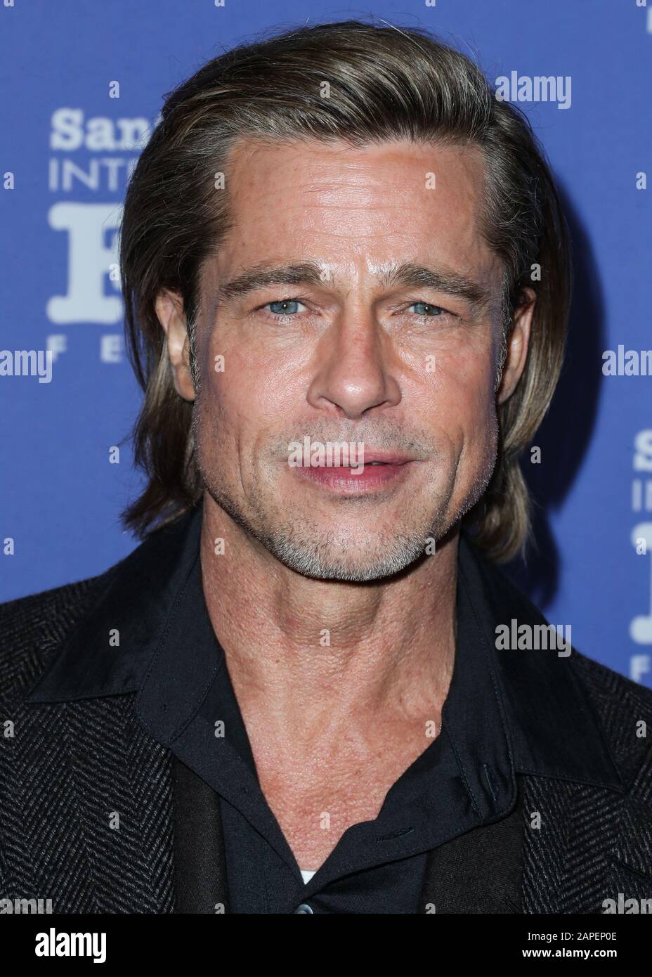 Santa Barbara, Stati Uniti. 22nd Gen 2020. Santa BARBARA, CALIFORNIA, USA - 22 GENNAIO: L'attore Brad Pitt arriva al 35th Santa Barbara International Film Festival - Maltin Modern Master Award In Onore di Brad Pitt tenuto al Teatro Arlington (Metropolitan Theaters) il 22 gennaio 2020 a Santa Barbara, California, Stati Uniti. (Foto Di Xavier Collin/Image Press Agency) Credit: Image Press Agency/Alamy Live News Foto Stock