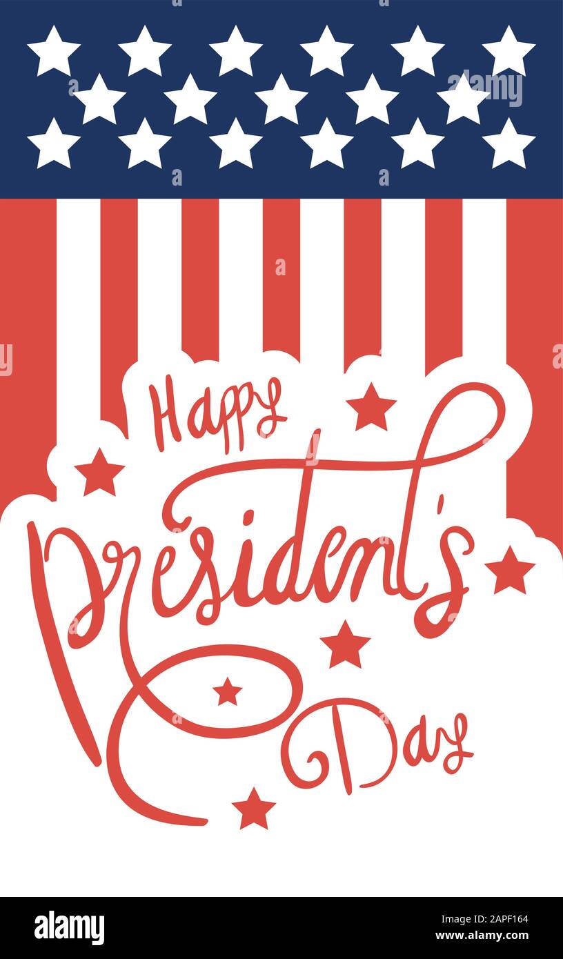 Felice presidenti day poster con la bandiera degli Stati Uniti Illustrazione Vettoriale