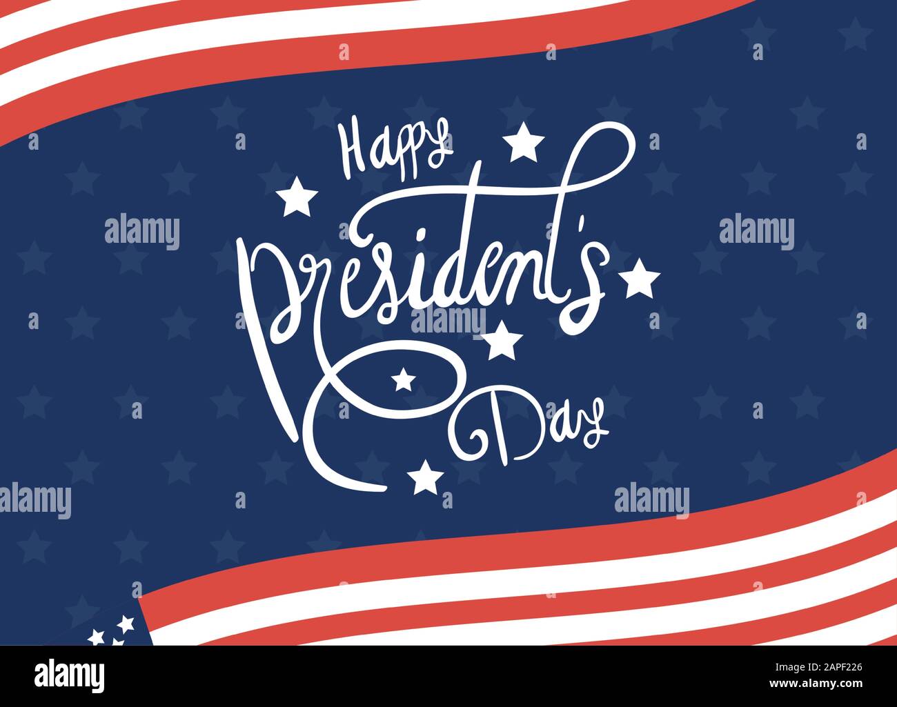 Presidenti felice giornata con scritte e bandiera degli Stati Uniti Illustrazione Vettoriale