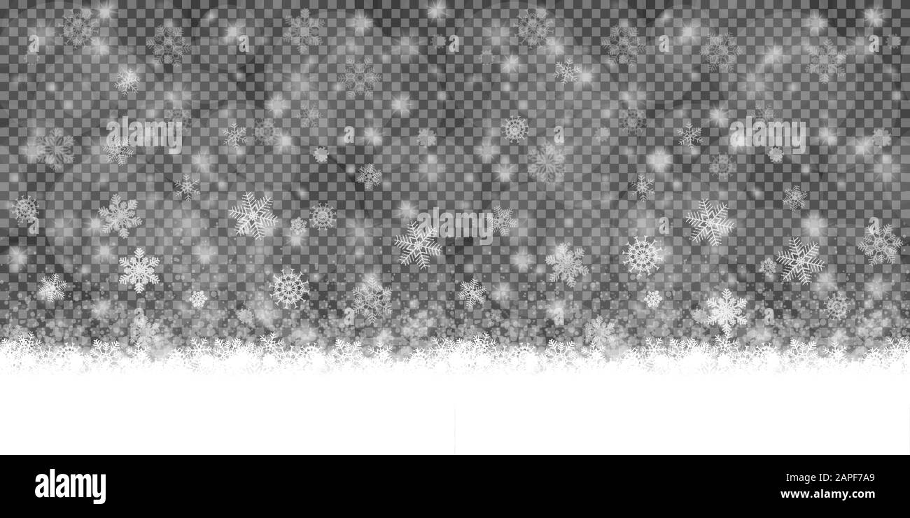 bella neve fiocchi sfondo con trasparenza in file vettoriale Illustrazione Vettoriale