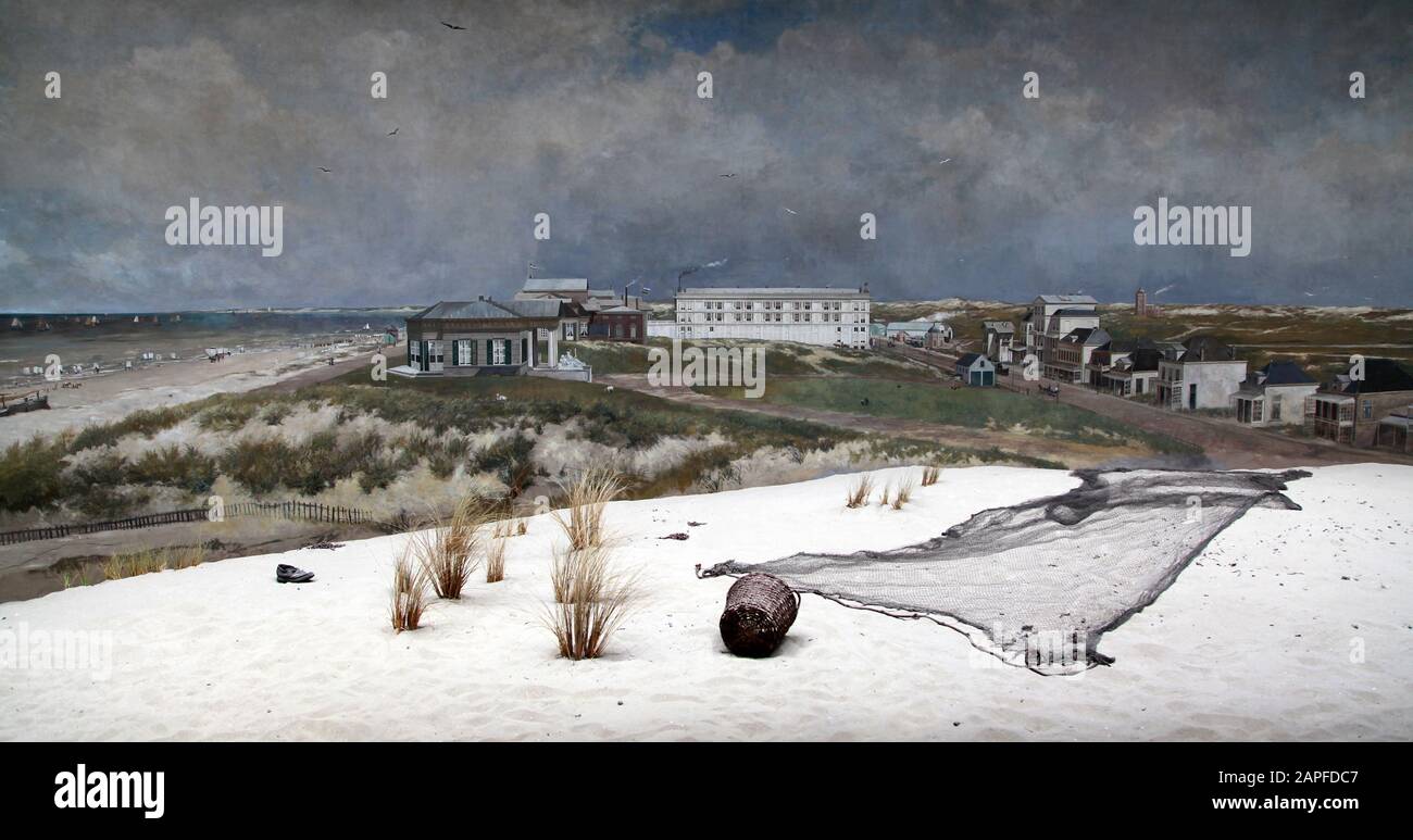 Panorama Mesdag una vista a 360 gradi del mare le dune e il villaggio di pescatori di Scheveningen come era nel 1881. Dipinto da Hendrik Willem Mesdag, Foto Stock