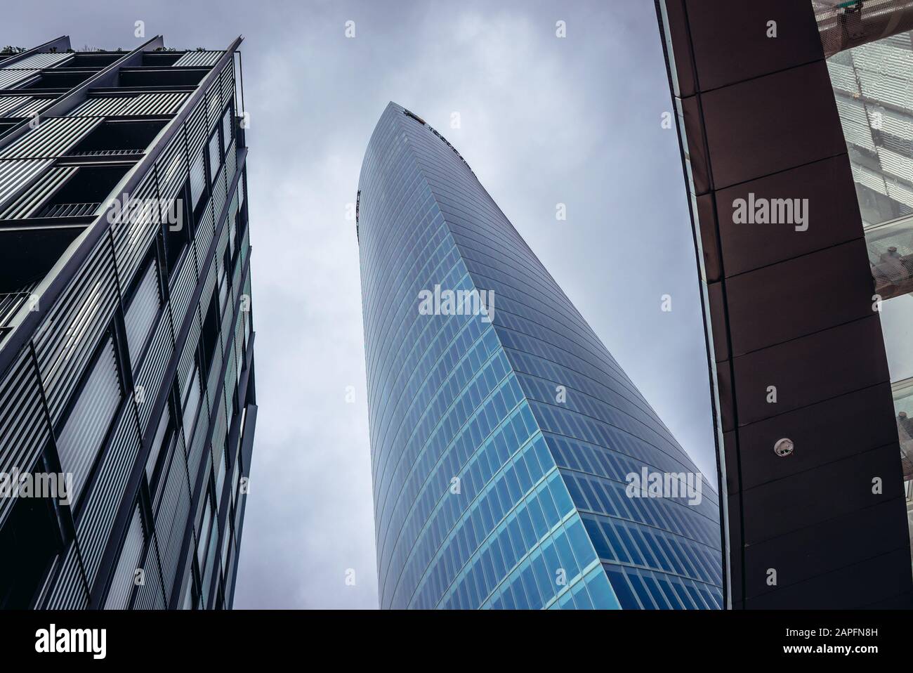 Torre Iberdrola a Bilbao, la più grande città dei Paesi Baschi, Spagna Foto Stock