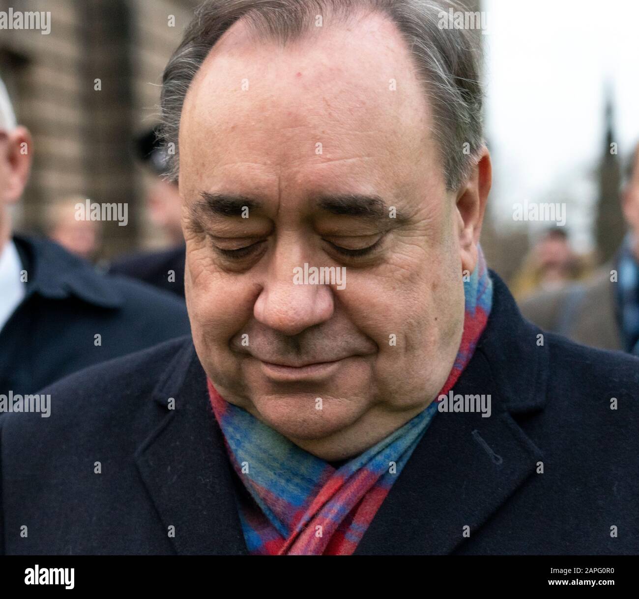 Edimburgo, Scozia, Regno Unito. 22 Gennaio 2020. Alex Salmond lascia l'High Court di Edimburgo dopo un'audizione preliminare di processo. Foto Stock