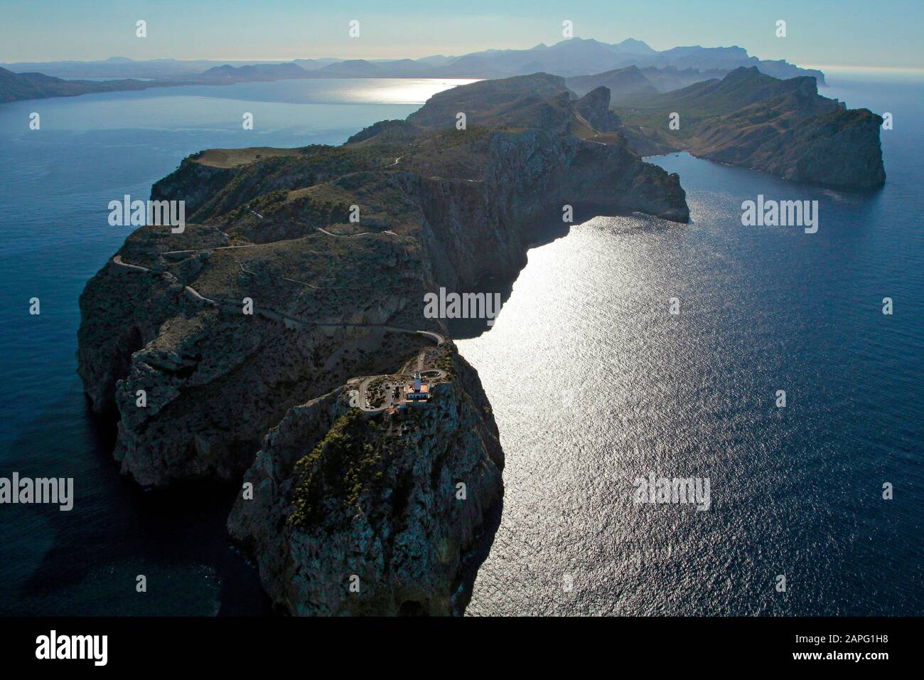 Faro, Cap Formentor, montagne Tramuntana, Mallorca, Spagna Foto Stock