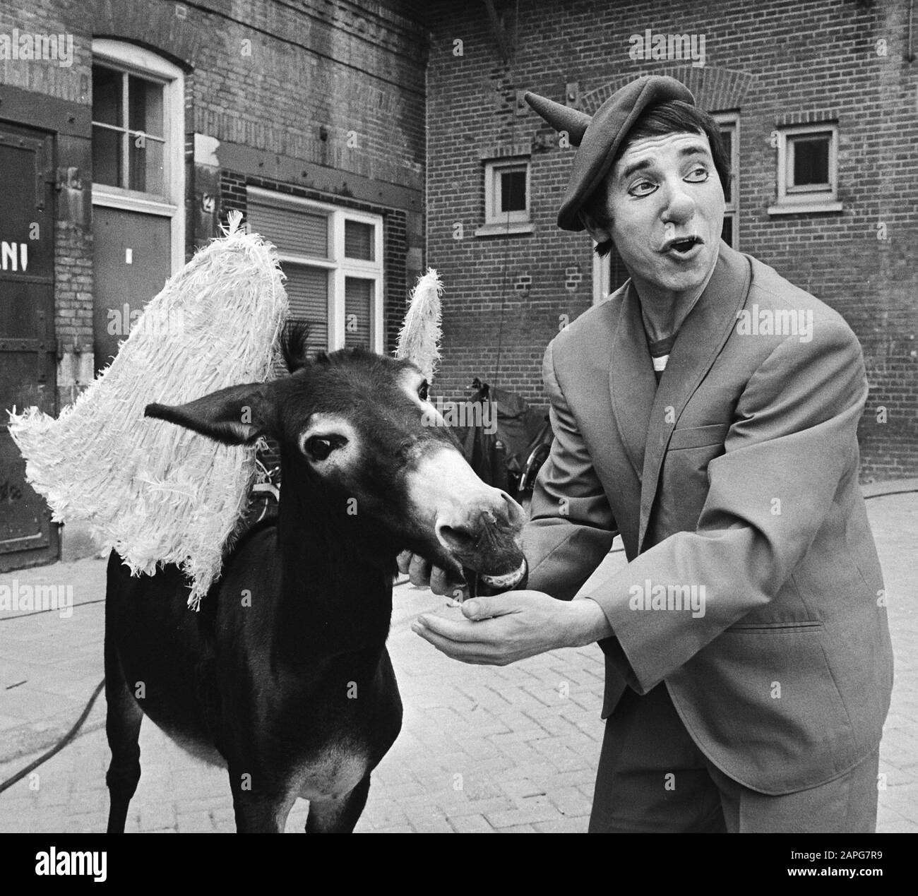 Spettacolo di clown André Nikolayev con asino per la stampa; Foto Stock