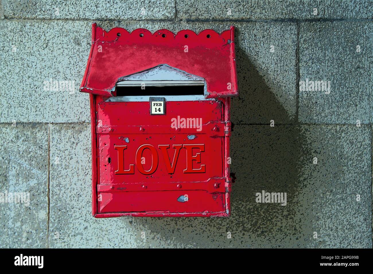 Illustrazione della foto della scatola postale del giorno di San Valentino Foto Stock