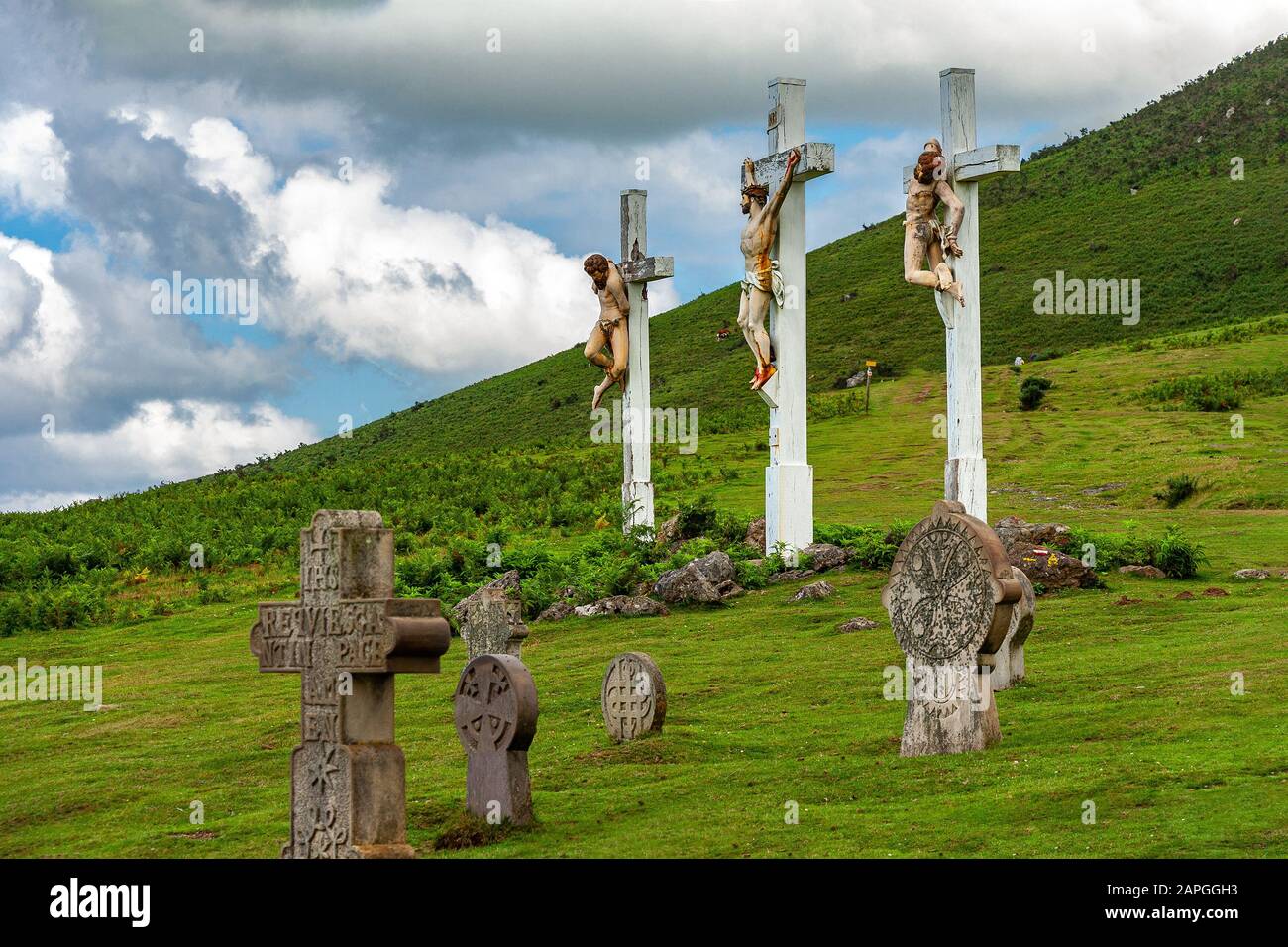 Calvario nel vecchio cimitero, Ainhoa Foto Stock