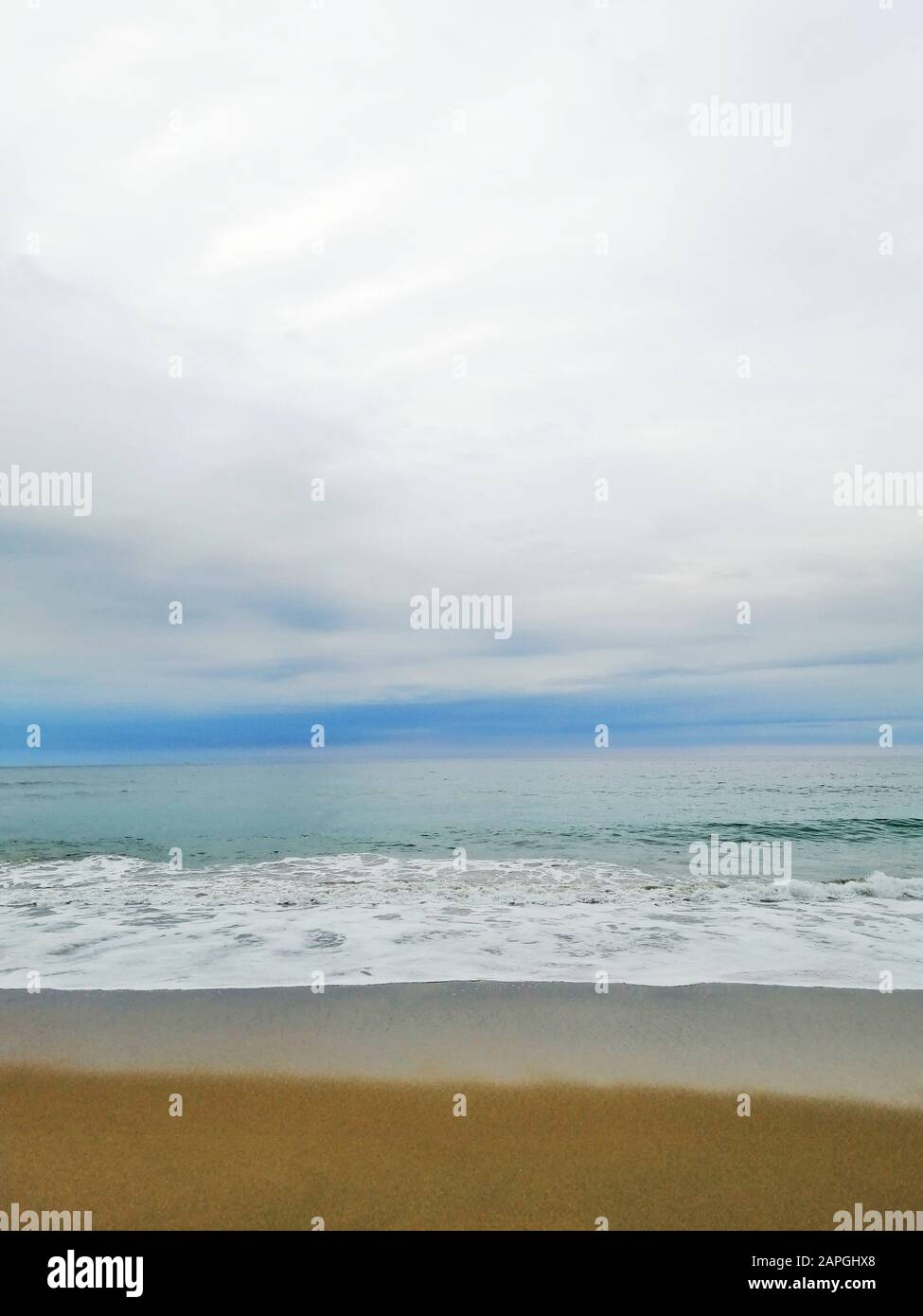 Immagine verticale di uno scenario perfetto di una spiaggia tropicale nella città di San Sebastian, Spagna Foto Stock