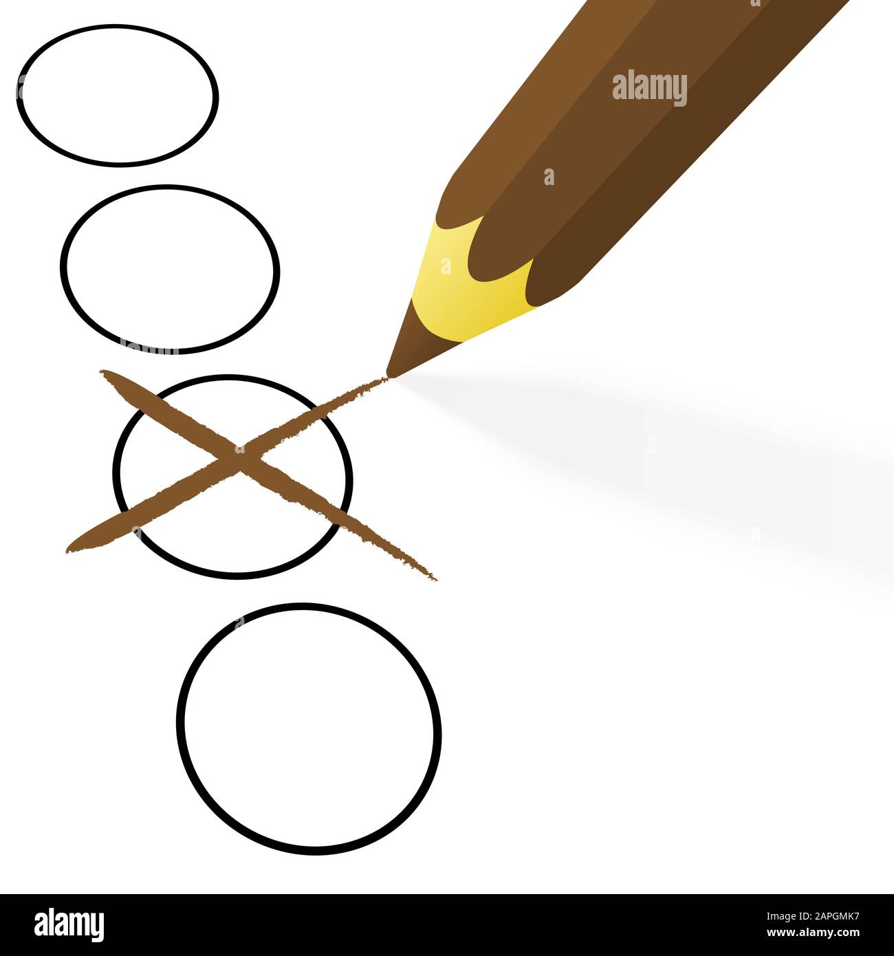 illustrazione della matita marrone che disegna una croce Illustrazione Vettoriale