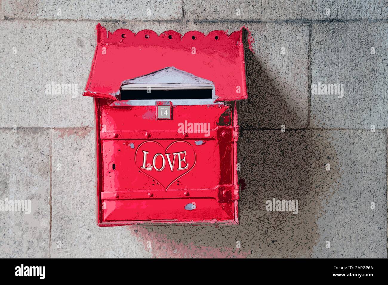 Illustrazione della foto della scatola postale del giorno di San Valentino Foto Stock