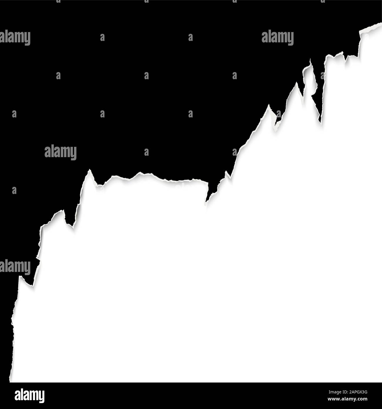 bordo della carta aperto strappato in nero con sfondo bianco Illustrazione Vettoriale