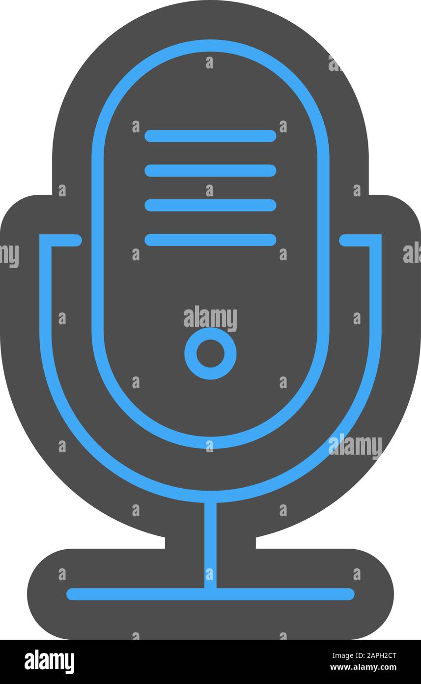 icona del microfono per la registrazione audio, illustrazione del vettore del simbolo del podcasting Illustrazione Vettoriale