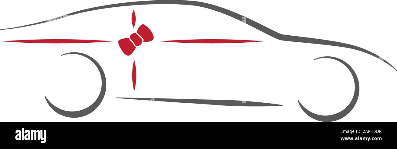 auto astratta e un fiocco regalo rosso Illustrazione Vettoriale