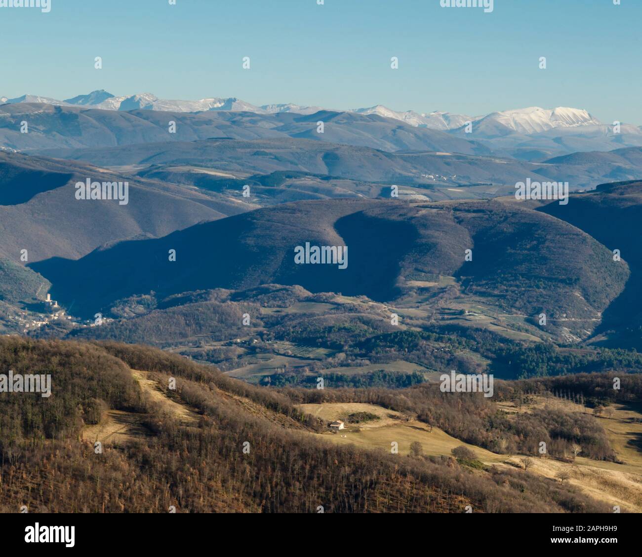 Vista sull'Appennino, Italia Centrale Foto Stock