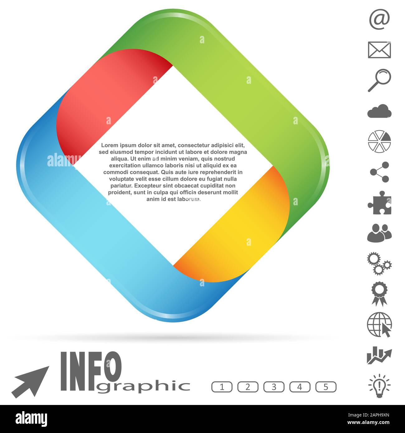 grafica di informazioni commerciali colorata con quattro opzioni e alcune icone web Illustrazione Vettoriale