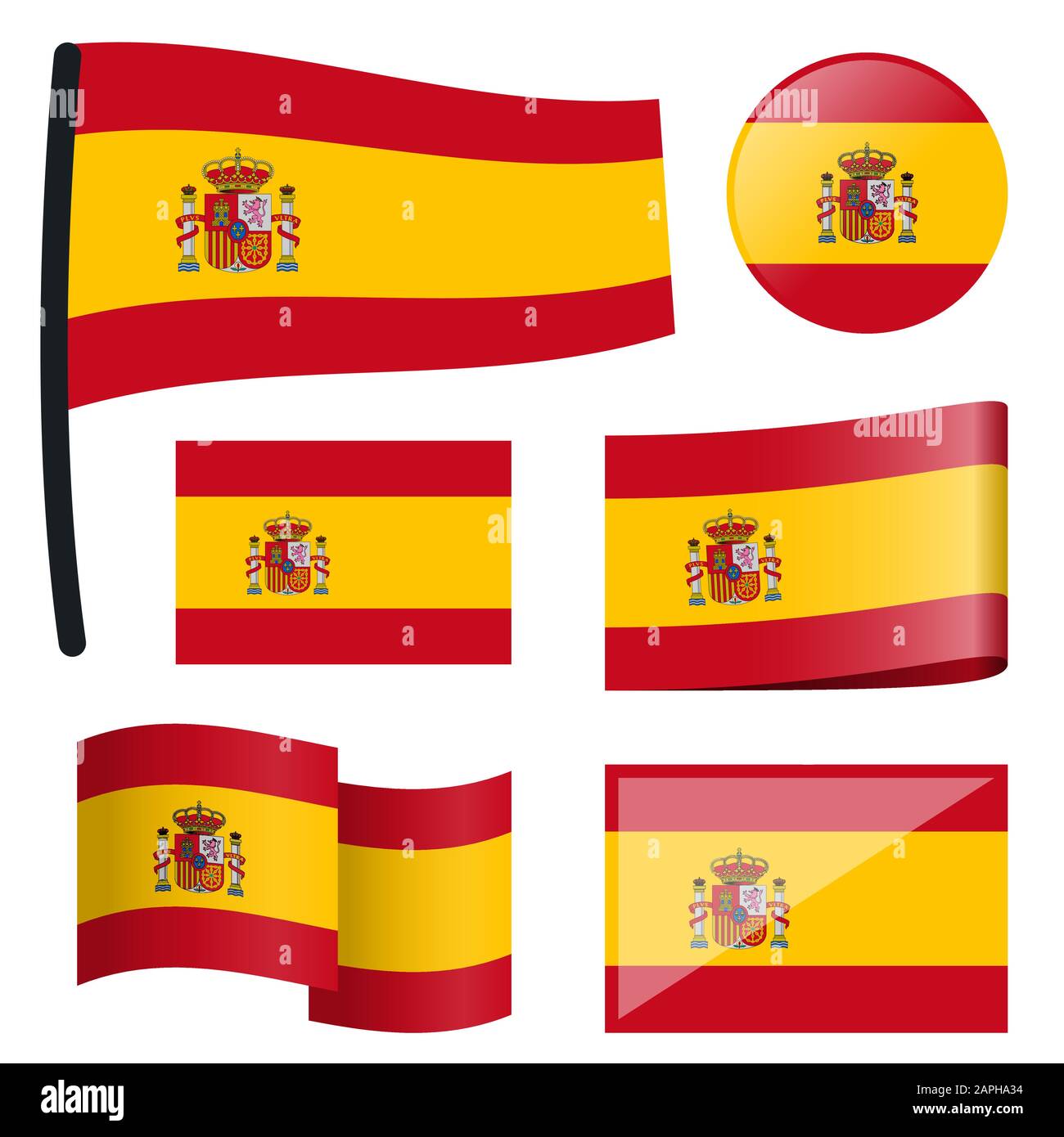Raccolta di diverse bandiere oscesi del paese Spagna Illustrazione Vettoriale