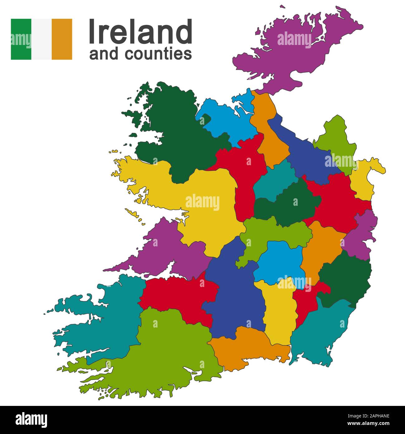 Paese europeo Irlanda e contee in dettaglio Illustrazione Vettoriale