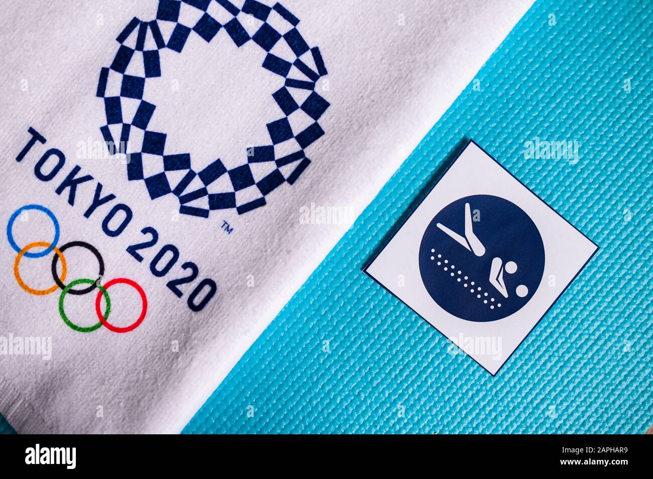 TOKYO, GIAPPONE, GENNAIO. 20. 2020: Pittogramma Beach Volleyball per il gioco olimpico estivo Tokyo 2020 Foto Stock