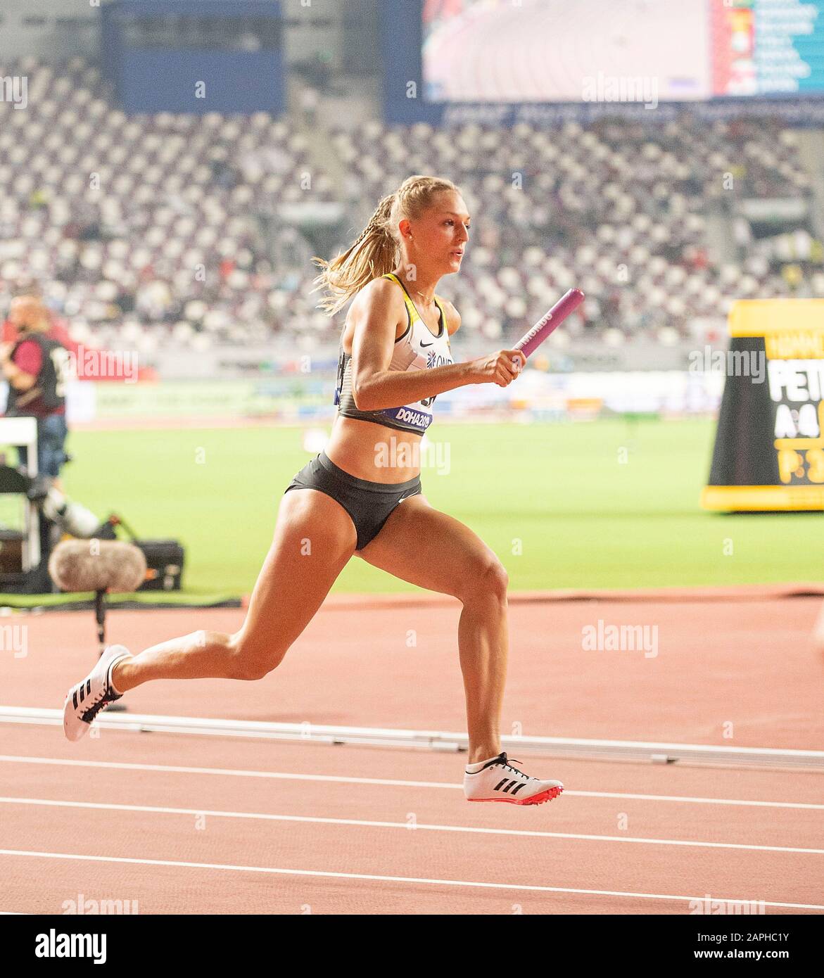 Luna BULMAHN (Germania), 7th Place, azione, relè 4 x 400m misto, turno 1, il 28 settembre 2019 World Athletics Championships 2019 a Doha/Qatar, dal 27 settembre. 10.10.2019. Â | utilizzo in tutto il mondo Foto Stock