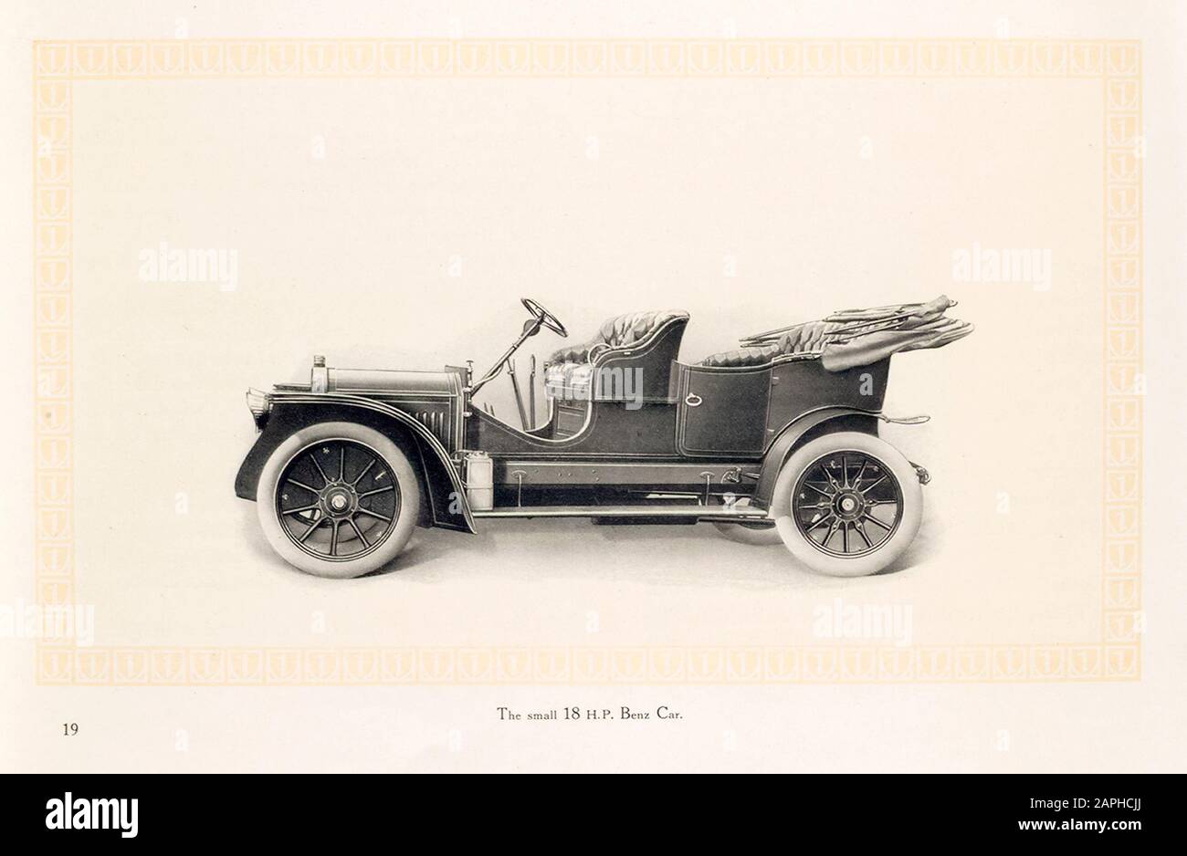 Auto d'epoca, la piccola auto da 18 hp Benz del catalogo commerciale Benz & Co, illustrazione 1909 Foto Stock
